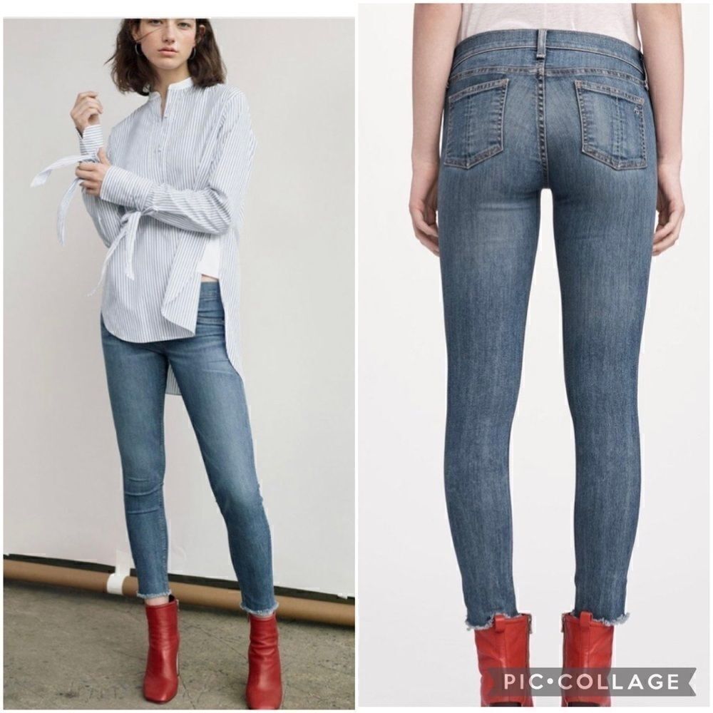 NWT Rag & Bone Mid rise skinny ankle jean with distressed cropped hem Size: 25
